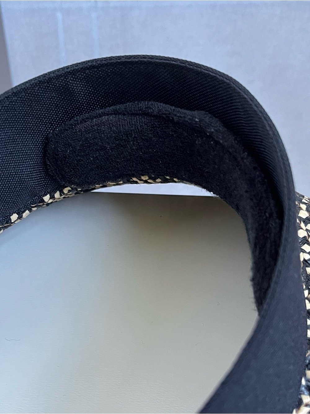 Eric Javits Woven Straw Visor Hat UPF 50+ Black Natural Adjustable - Picture 5 of 6